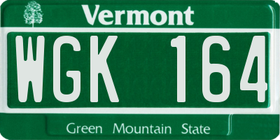 VT license plate WGK164