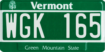 VT license plate WGK165
