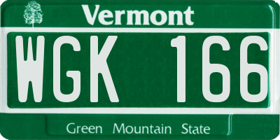 VT license plate WGK166