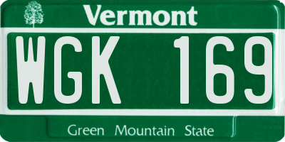 VT license plate WGK169