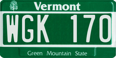 VT license plate WGK170