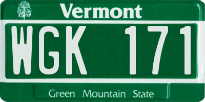 VT license plate WGK171