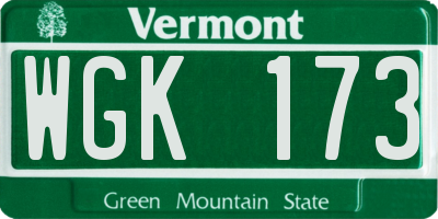 VT license plate WGK173