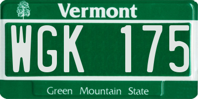 VT license plate WGK175