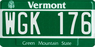VT license plate WGK176
