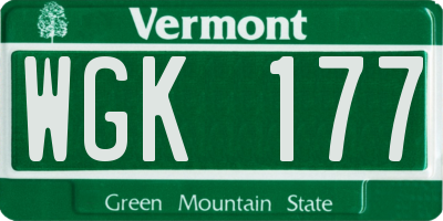 VT license plate WGK177