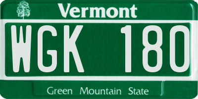 VT license plate WGK180