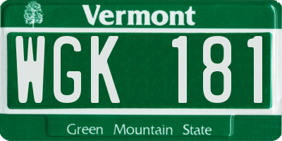 VT license plate WGK181
