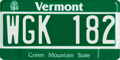 VT license plate WGK182