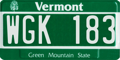 VT license plate WGK183