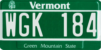 VT license plate WGK184