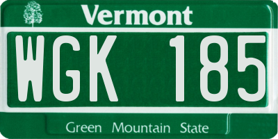 VT license plate WGK185
