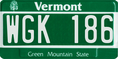 VT license plate WGK186