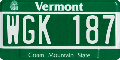 VT license plate WGK187