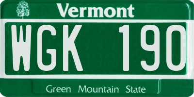 VT license plate WGK190