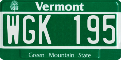 VT license plate WGK195