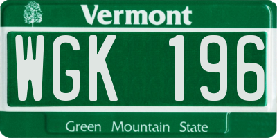 VT license plate WGK196