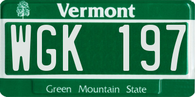 VT license plate WGK197