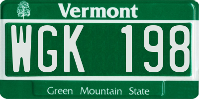 VT license plate WGK198