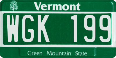 VT license plate WGK199