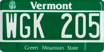 VT license plate WGK205