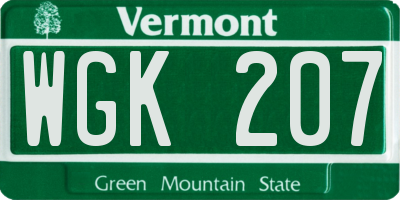 VT license plate WGK207