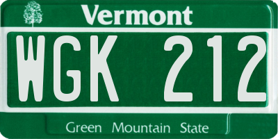 VT license plate WGK212