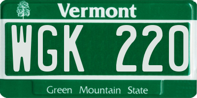 VT license plate WGK220