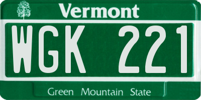 VT license plate WGK221