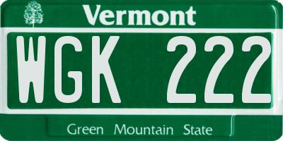 VT license plate WGK222