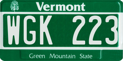 VT license plate WGK223