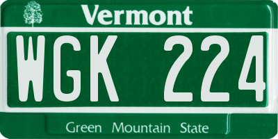 VT license plate WGK224
