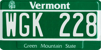 VT license plate WGK228