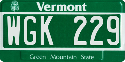 VT license plate WGK229