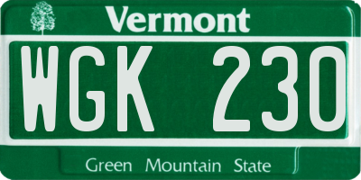 VT license plate WGK230
