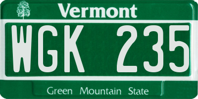 VT license plate WGK235
