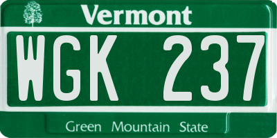 VT license plate WGK237