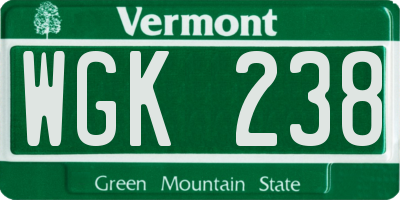 VT license plate WGK238