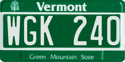 VT license plate WGK240