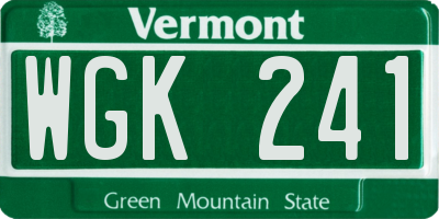 VT license plate WGK241