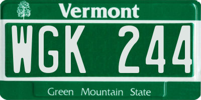 VT license plate WGK244