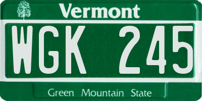 VT license plate WGK245