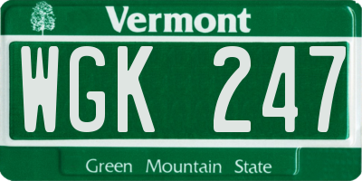 VT license plate WGK247