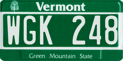 VT license plate WGK248