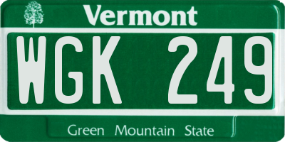 VT license plate WGK249