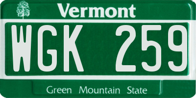 VT license plate WGK259