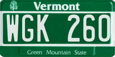 VT license plate WGK260