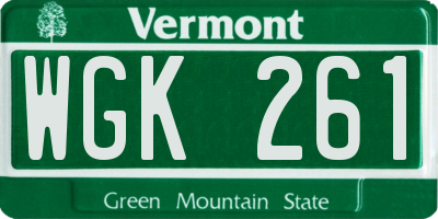 VT license plate WGK261