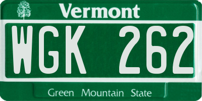 VT license plate WGK262