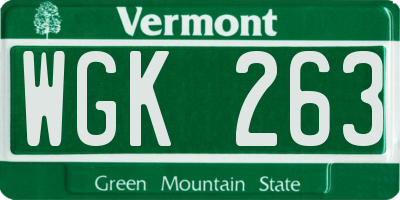 VT license plate WGK263